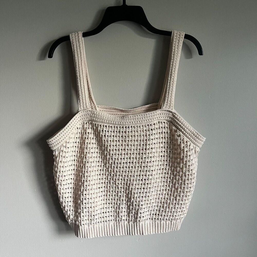 Universal Thread Open-Stitch Crochet Knit Tank Top XXL Cream Ivory